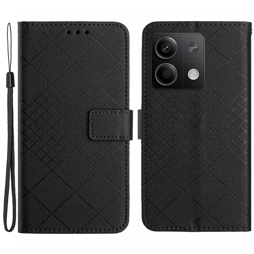 HT06 For Xiaomi Redmi Note 13 4G Wallet Case Rhombus Pattern Flip Leather Cover