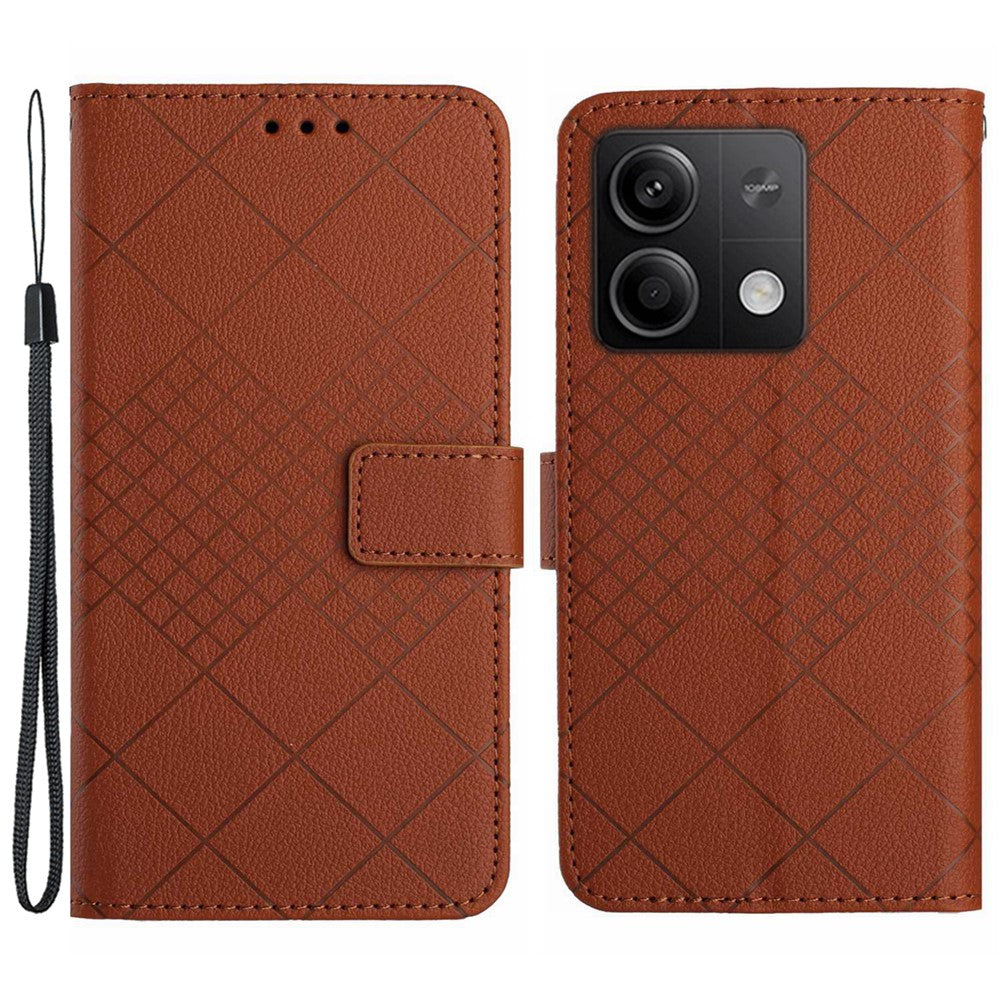 HT06 For Xiaomi Redmi Note 13 4G Wallet Case Rhombus Pattern Flip Leather Cover