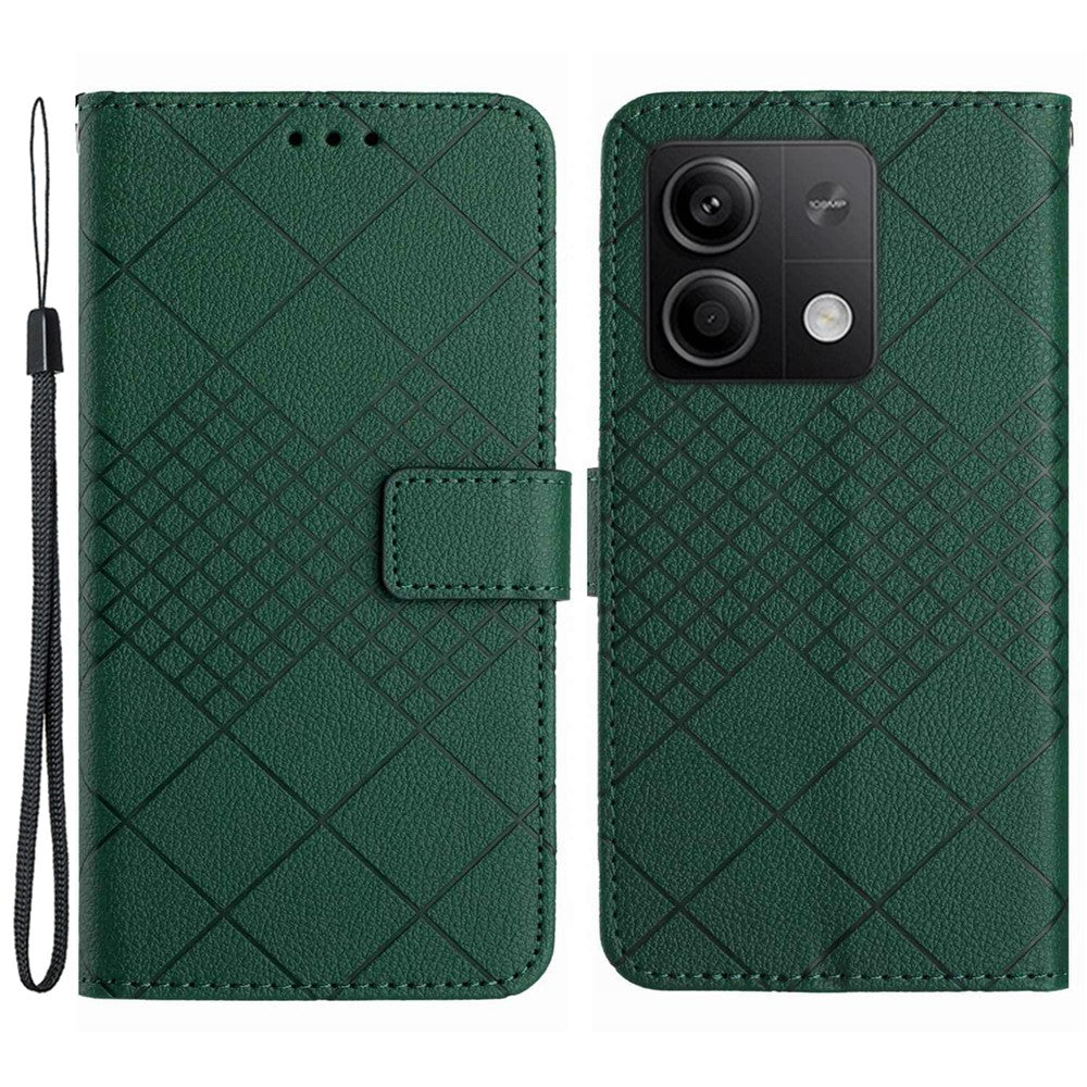 HT06 For Xiaomi Redmi Note 13 4G Wallet Case Rhombus Pattern Flip Leather Cover
