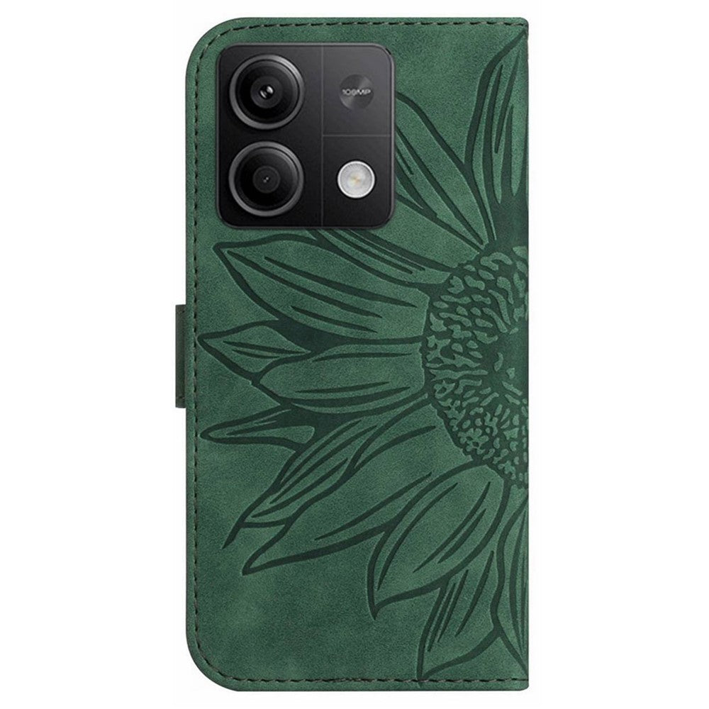 HT04 For Xiaomi Redmi Note 13 4G Leather Wallet Flip Cover Sunflower Pattern Phone Case