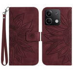 HT04 For Xiaomi Redmi Note 13 4G Leather Wallet Flip Cover Sunflower Pattern Phone Case