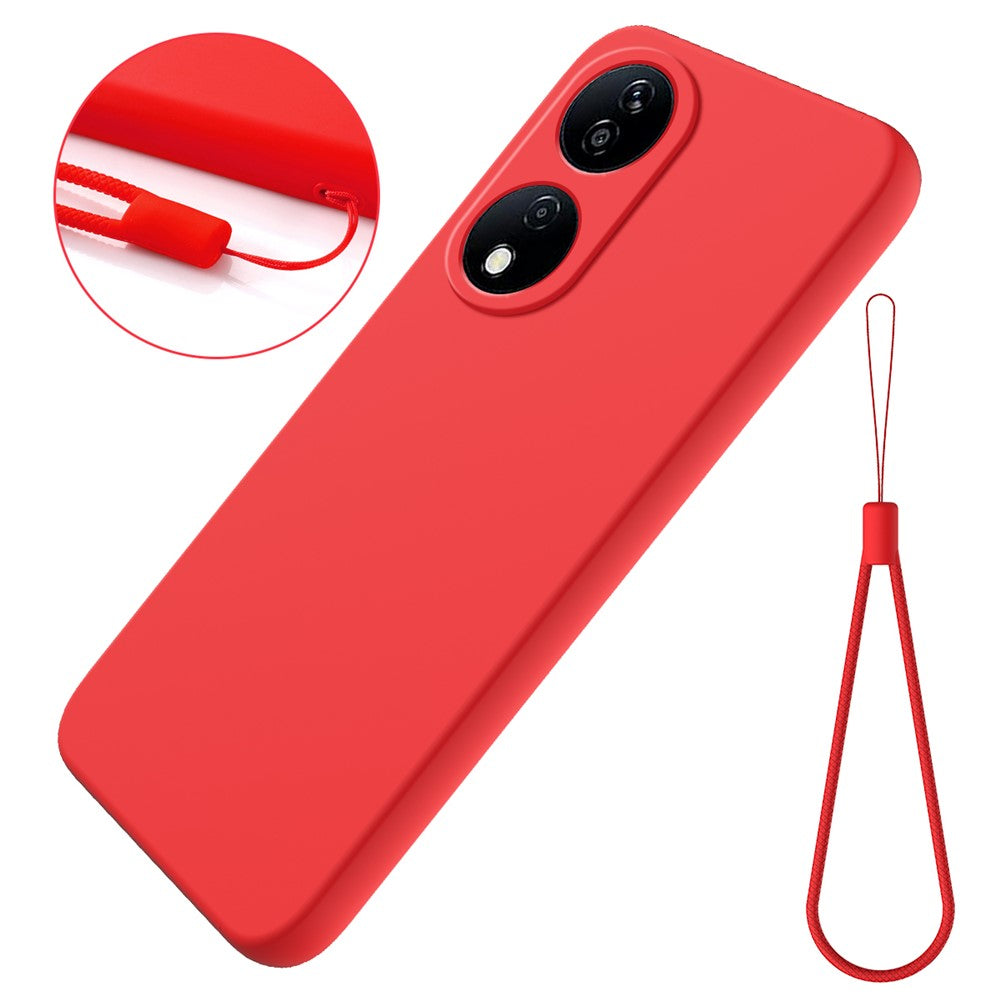 For Honor Play 50 Plus 5G / X7b 4G / 90 Smart Liquid Silicone Case with Strap Anti-scratch Cover