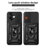 For Oppo A79 5G / A2 5G Case PC+TPU Ring Kickstand Back Cover with Slide Lens Window