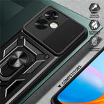 For Oppo A79 5G / A2 5G Case PC+TPU Ring Kickstand Back Cover with Slide Lens Window