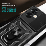 For Oppo A79 5G / A2 5G Case PC+TPU Ring Kickstand Back Cover with Slide Lens Window