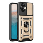 For Oppo A79 5G / A2 5G Case PC+TPU Ring Kickstand Back Cover with Slide Lens Window