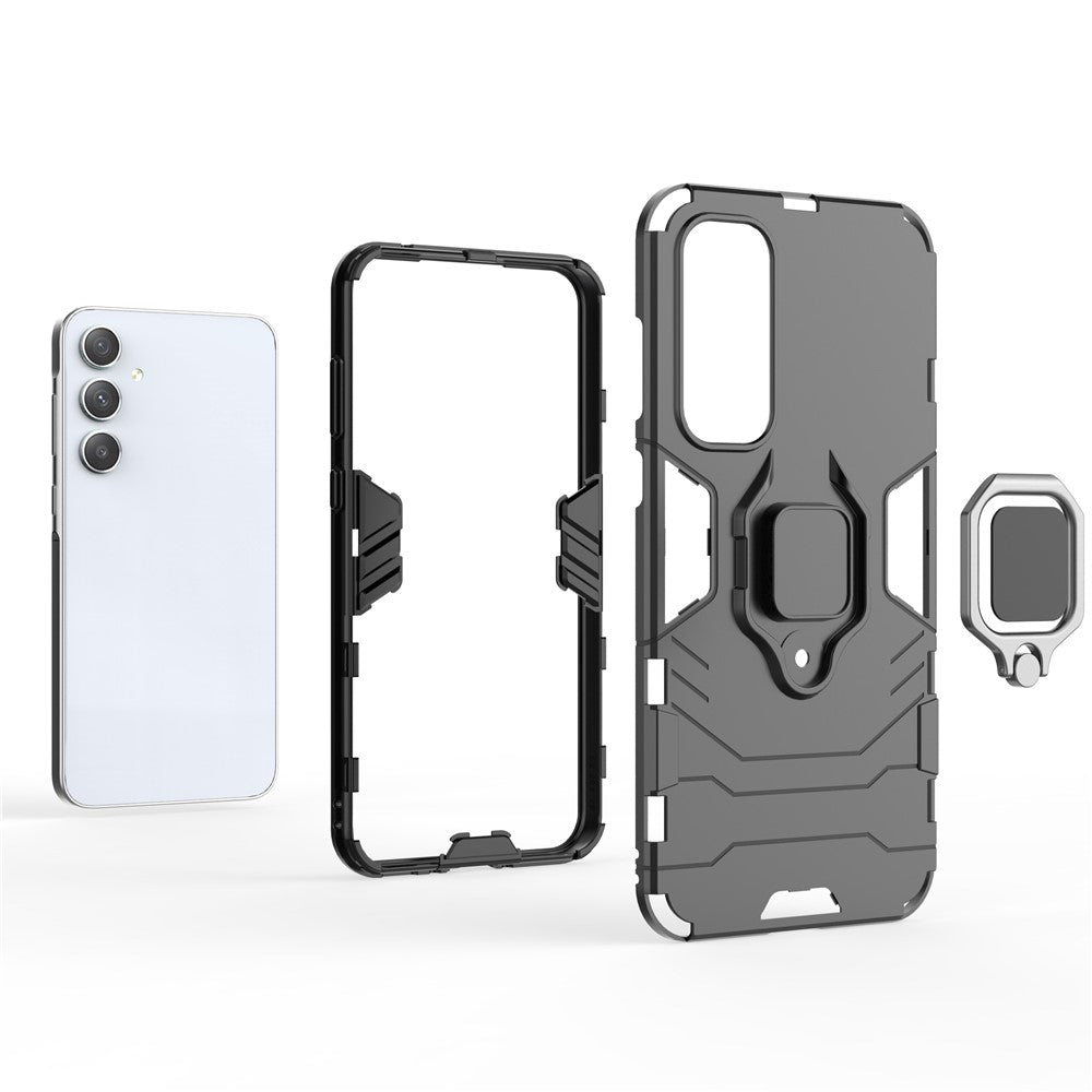 For Samsung Galaxy A35 5G Cell Phone Case PC + TPU Anti-scratch Cover with Ring Kickstand