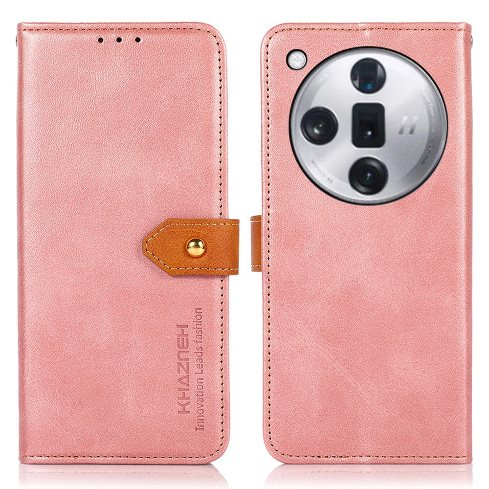 KHAZNEH For Oppo Find X7 5G Cowhide Texture Leather Case Wallet Phone Cover