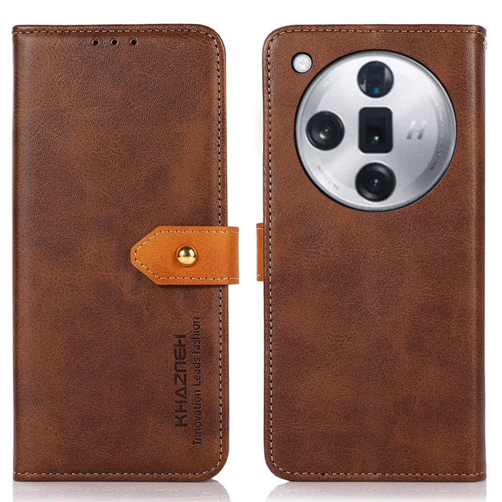 KHAZNEH For Oppo Find X7 5G Cowhide Texture Leather Case Wallet Phone Cover