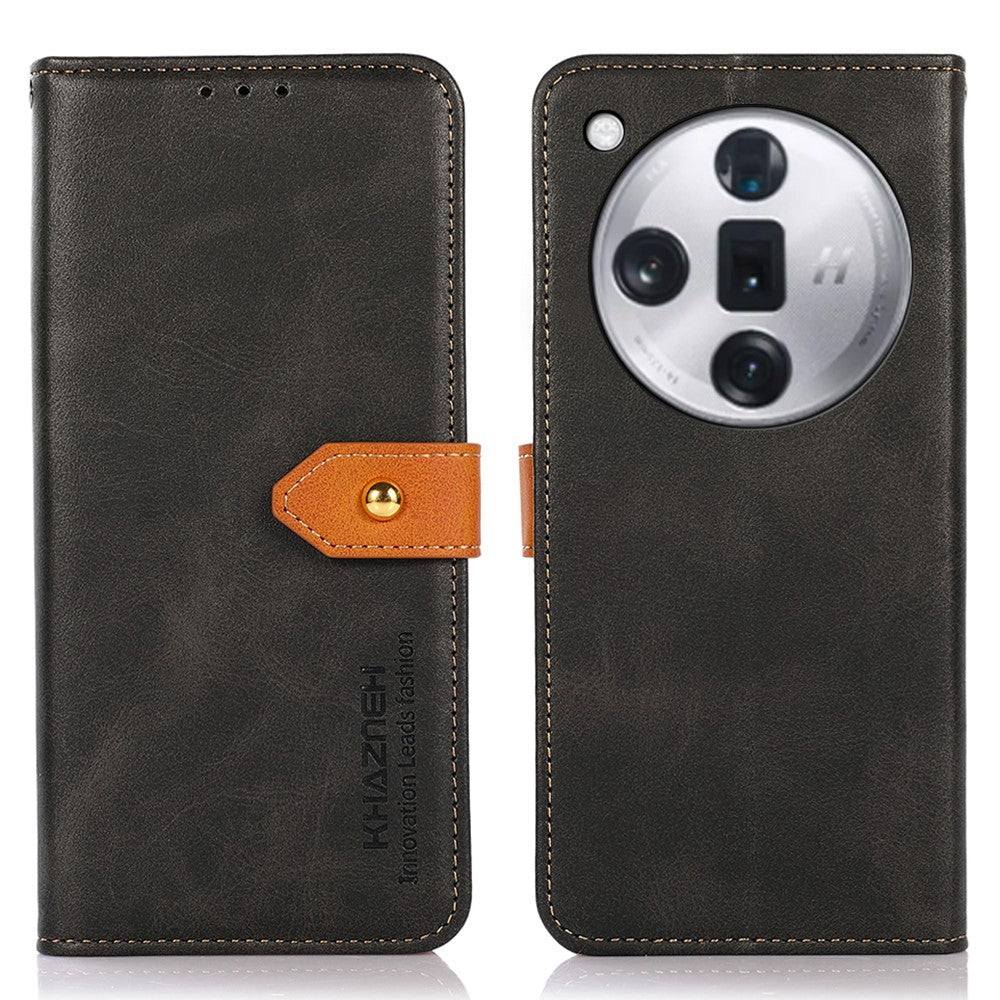 KHAZNEH For Oppo Find X7 5G Cowhide Texture Leather Case Wallet Phone Cover