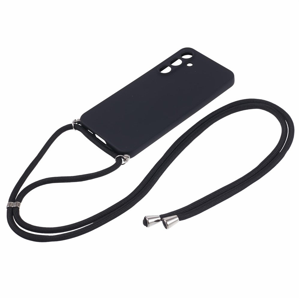 Til Samsung Galaxy A55 5G telefoncover TPU gummieret beskyttelsescover med snor