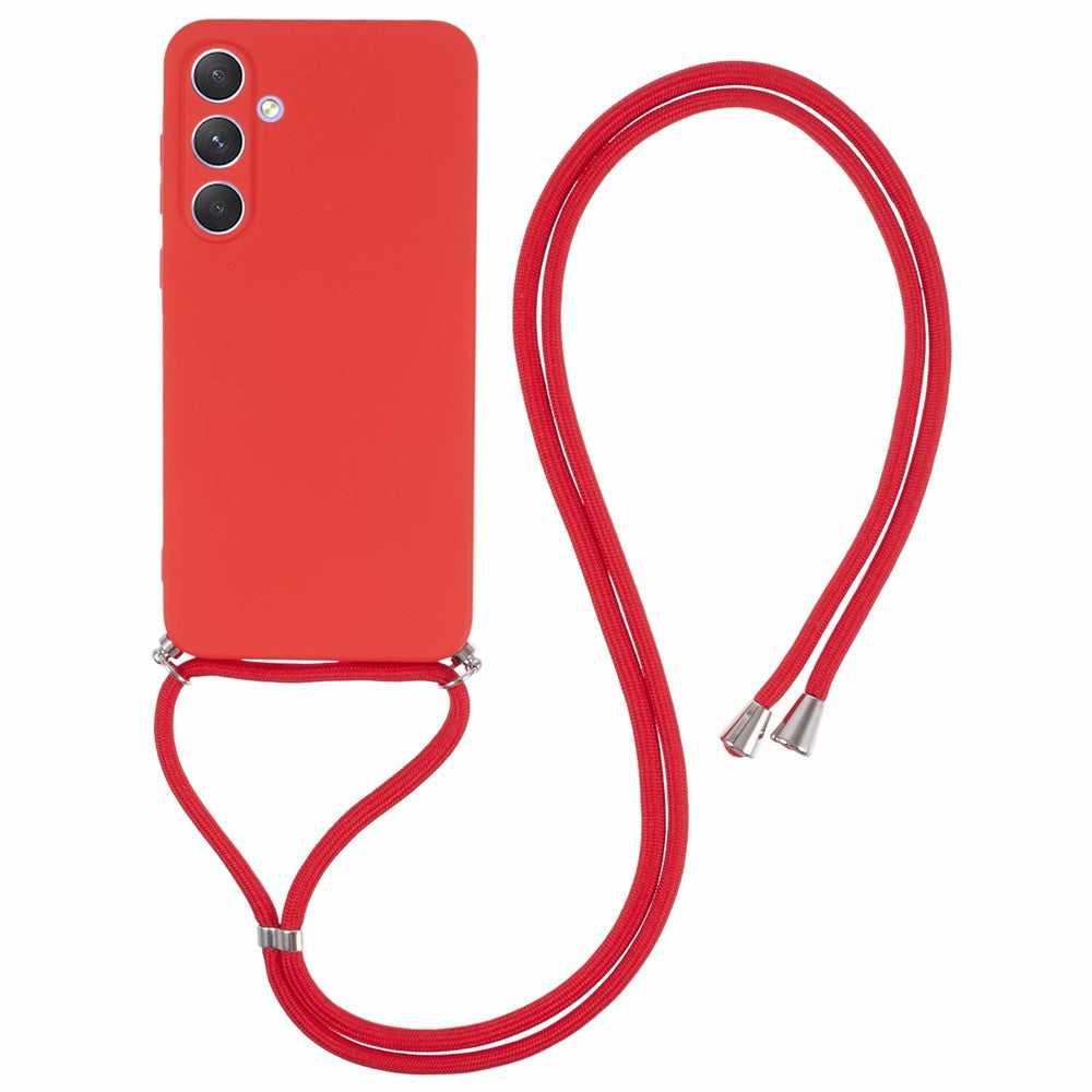 Til Samsung Galaxy A55 5G telefoncover TPU gummieret beskyttelsescover med snor