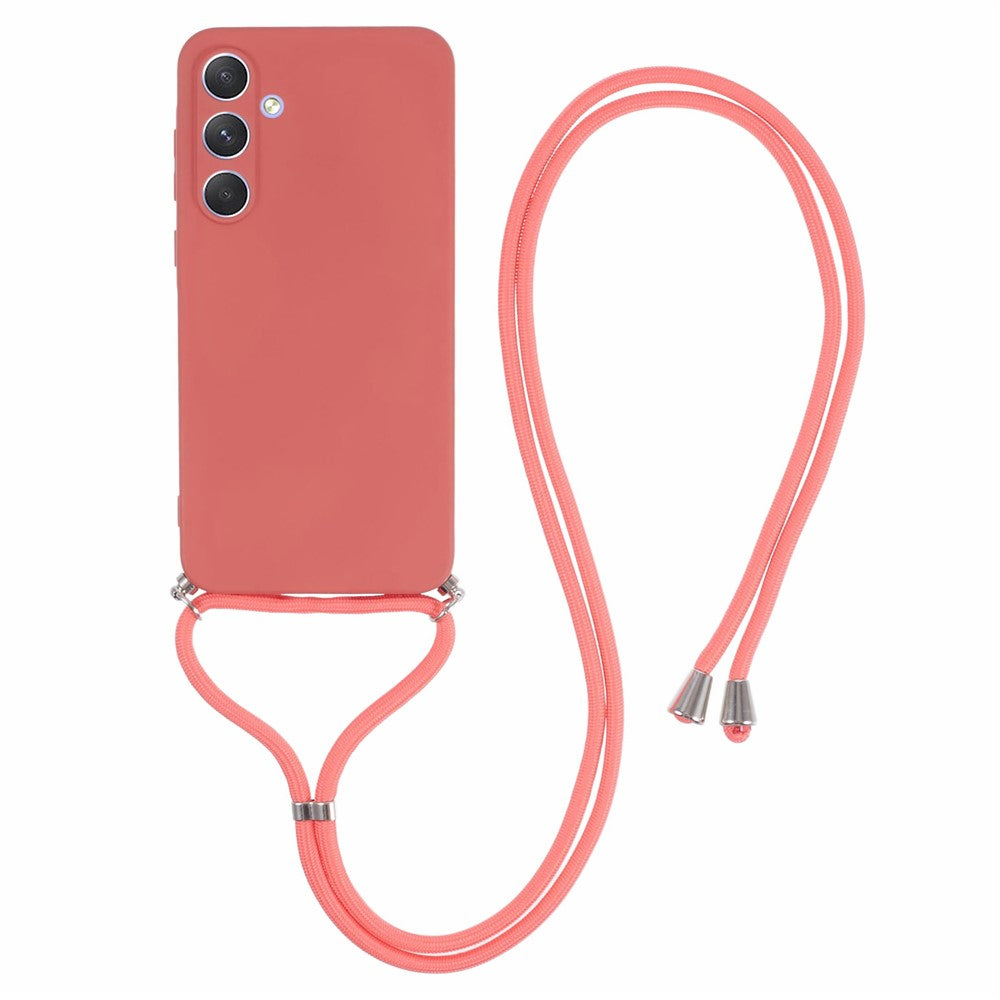 Til Samsung Galaxy A55 5G telefoncover TPU gummieret beskyttelsescover med snor