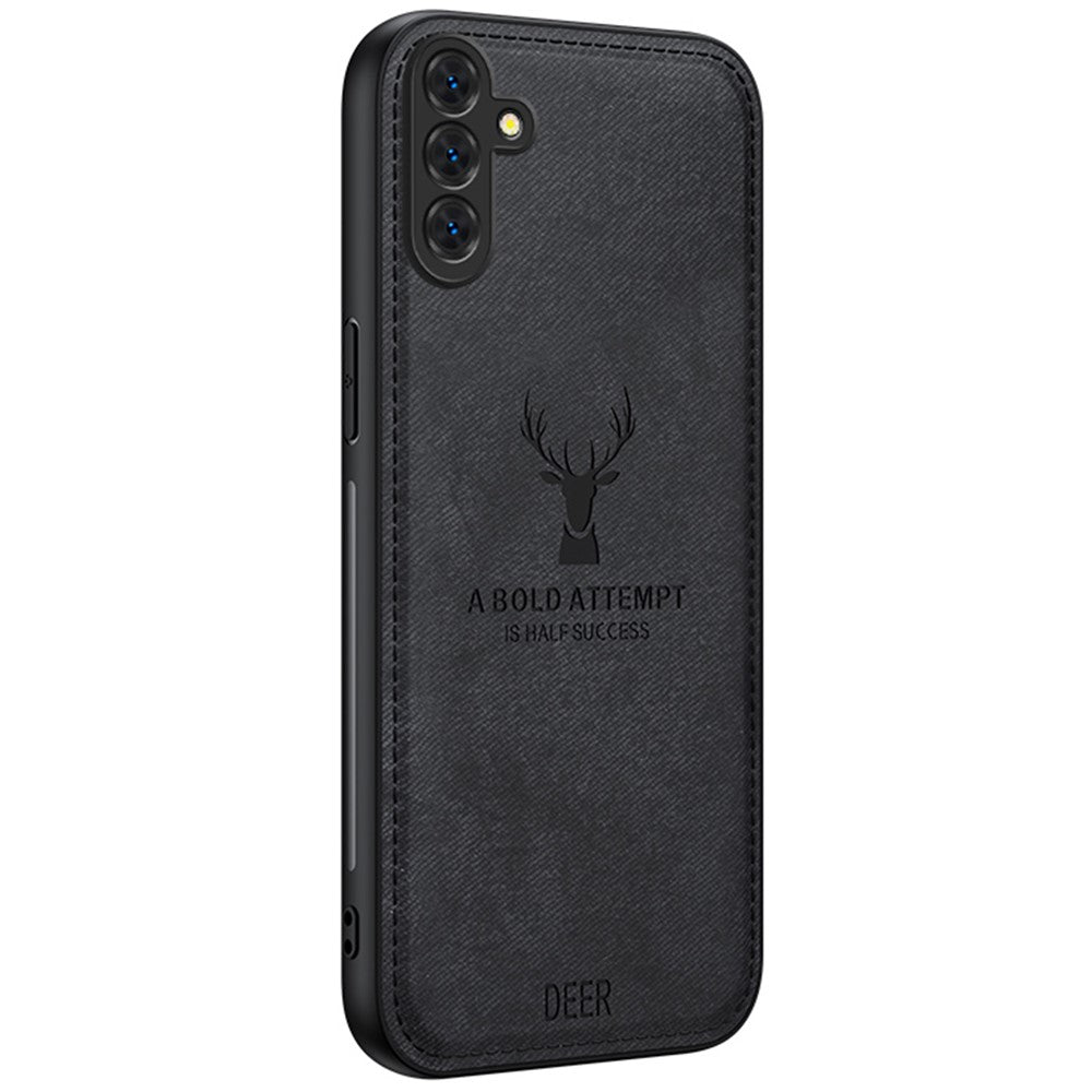 Til Samsung Galaxy A15 4G / 5G Telefoncover Med Præget Hjortemønster PU Læder Bagcover