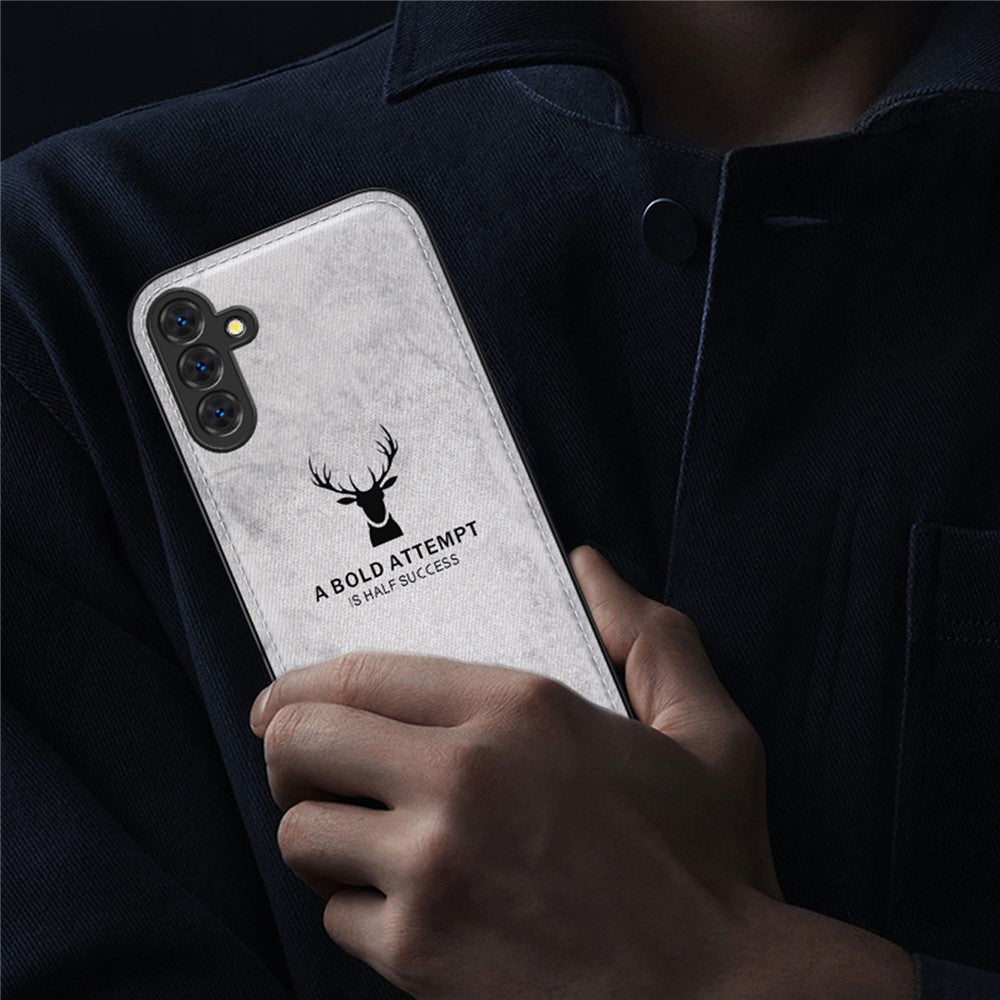 Til Samsung Galaxy A15 4G / 5G Telefoncover Med Præget Hjortemønster PU Læder Bagcover