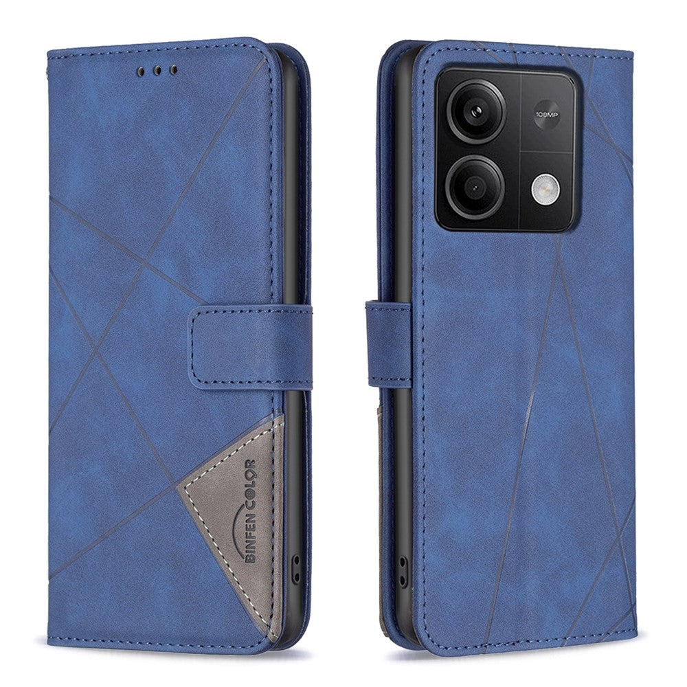 BINFEN COLOR til Xiaomi Redmi Note 13 4G-mobilcover, pungcover i geometrisk læder