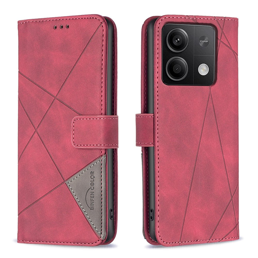 BINFEN COLOR til Xiaomi Redmi Note 13 4G-mobilcover, pungcover i geometrisk læder