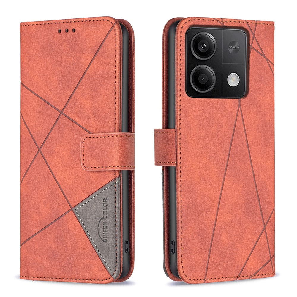 BINFEN COLOR til Xiaomi Redmi Note 13 4G-mobilcover, pungcover i geometrisk læder