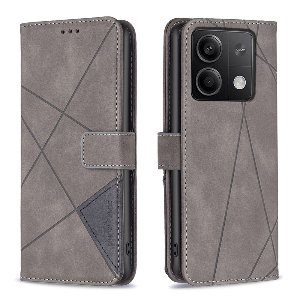 BINFEN COLOR til Xiaomi Redmi Note 13 4G-mobilcover, pungcover i geometrisk læder