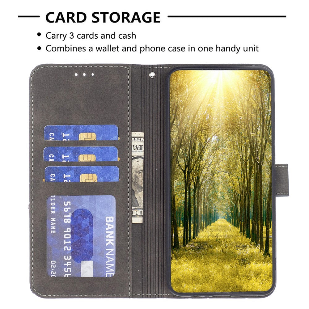 BINFEN COLOR For Xiaomi Redmi Note 13 4G Phone Cases Wallet Stand Geometry Imprint Leather Cover