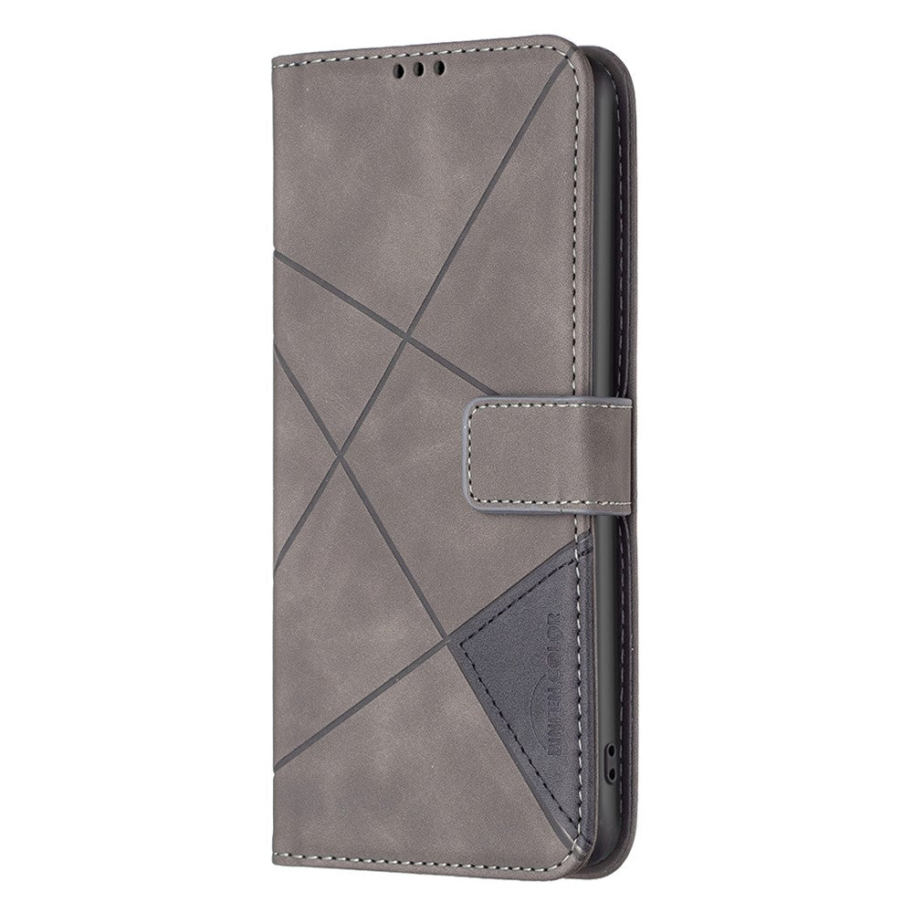 BINFEN COLOR For Xiaomi Redmi Note 13 4G Phone Cases Wallet Stand Geometry Imprint Leather Cover