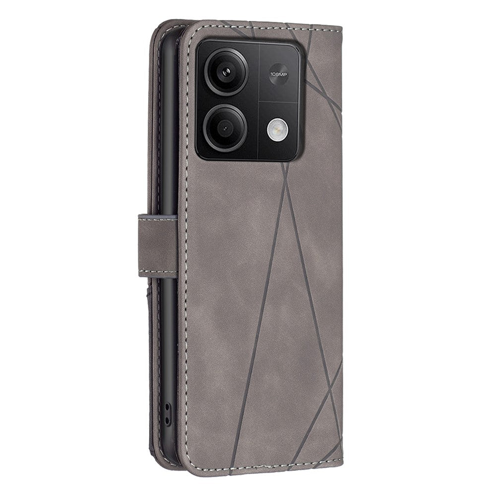 BINFEN COLOR til Xiaomi Redmi Note 13 4G-mobilcover, pungcover i geometrisk læder
