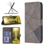 BINFEN COLOR For Xiaomi Redmi Note 13 4G Phone Cases Wallet Stand Geometry Imprint Leather Cover