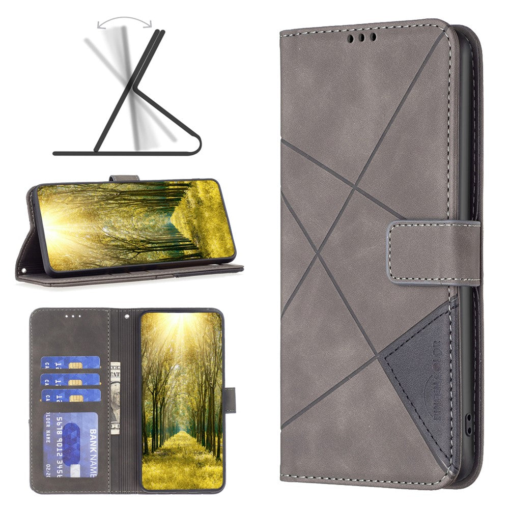 BINFEN COLOR til Xiaomi Redmi Note 13 4G-mobilcover, pungcover i geometrisk læder