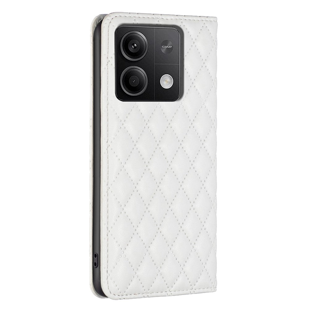 BINFEN COLOR BF Style-16 för Xiaomi Redmi Note 13 4G läderfodral med rombmönster för mobil