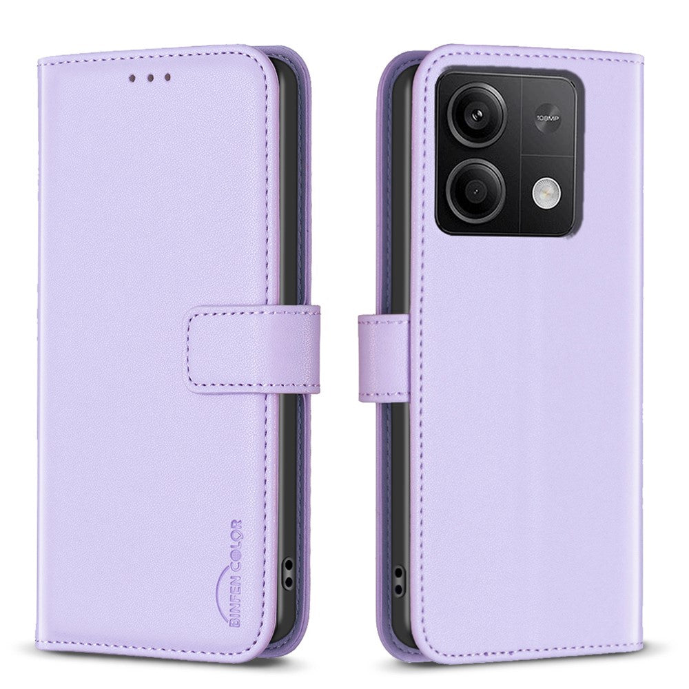 BINFEN COLOR BF17 Läderfodral för Xiaomi Redmi Note 13 4G, Folio-fodral med stativ, skärmskydd