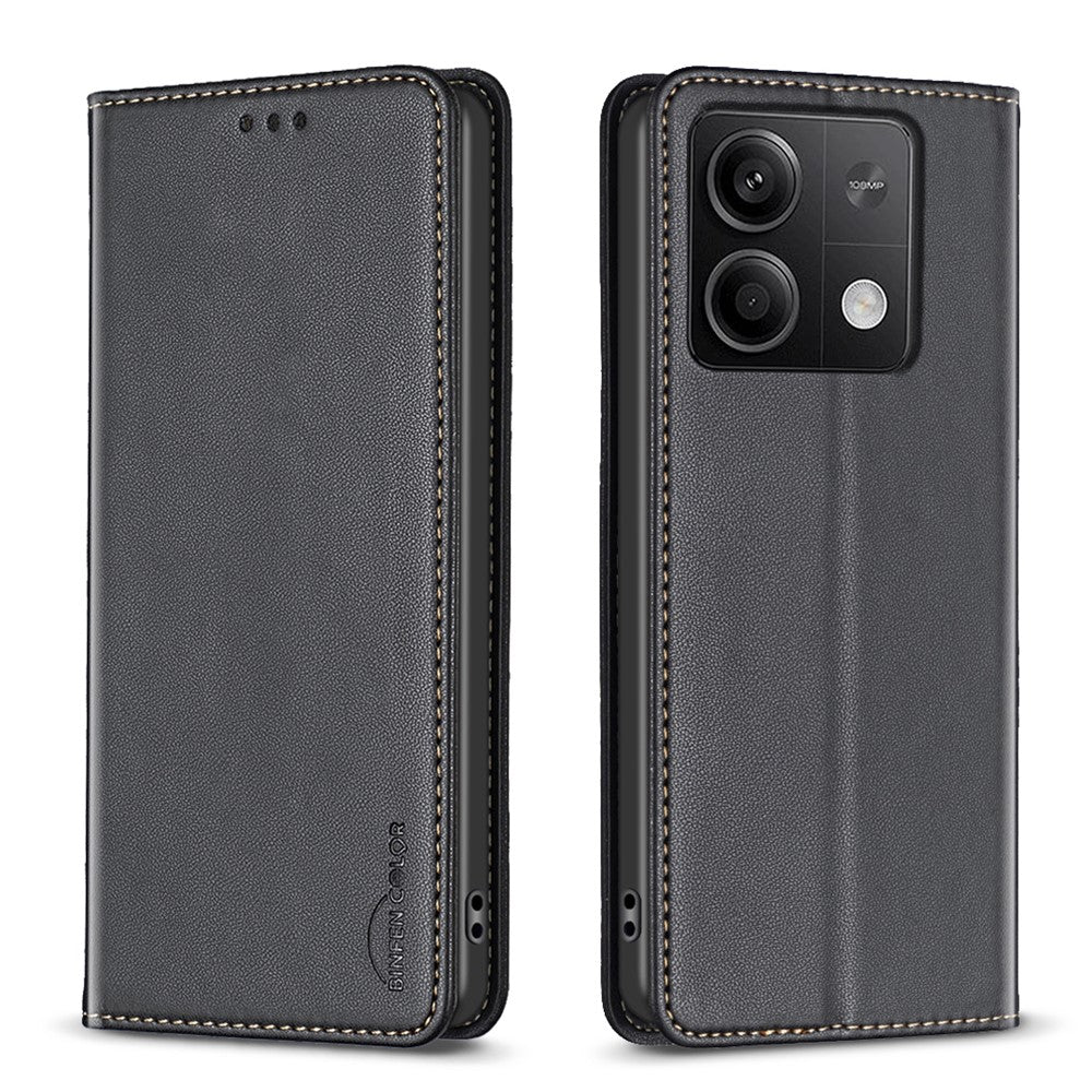 BINFEN COLOR BF18 For Xiaomi Redmi Note 13 4G Phone Case Card Holder Cover Magnetic Absorption