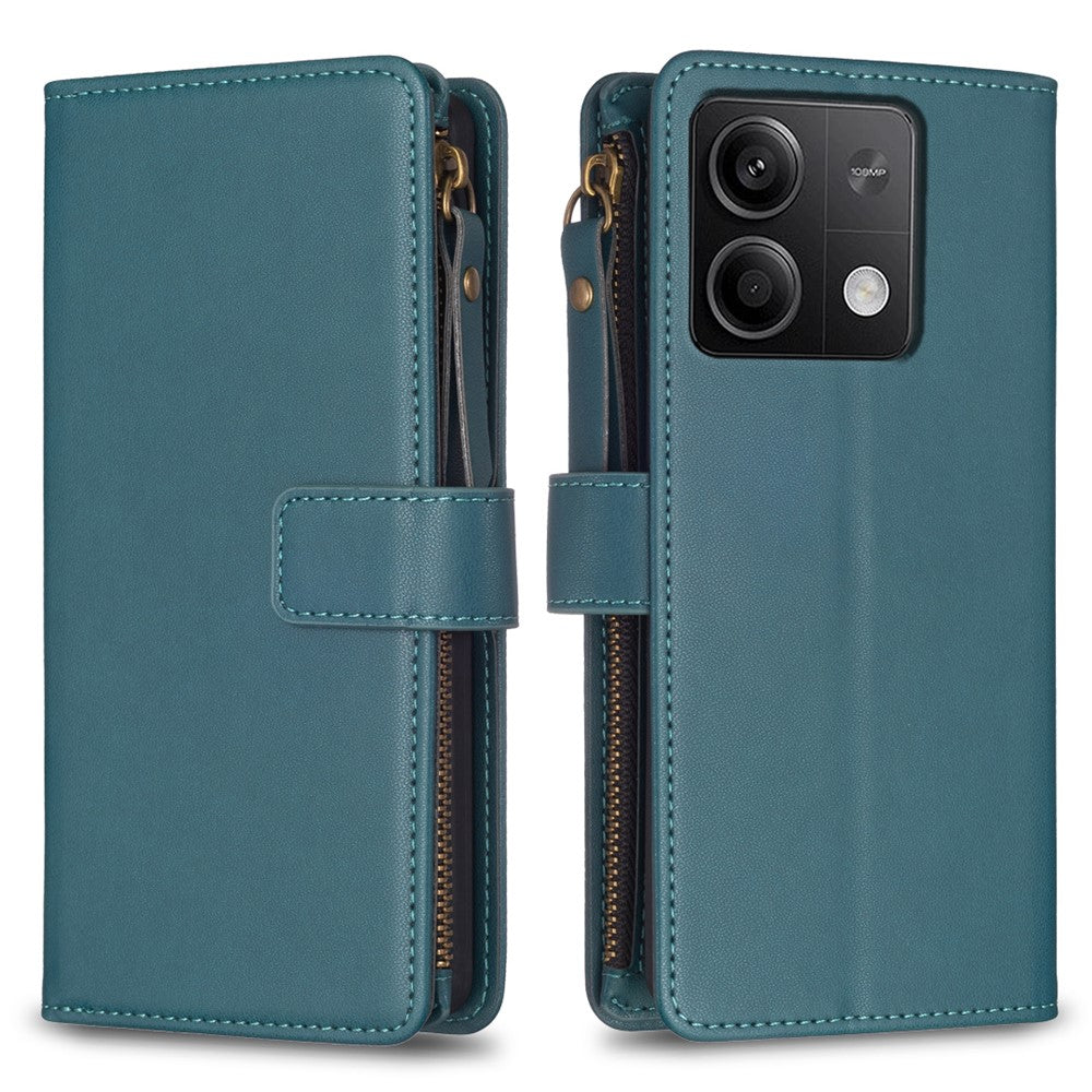 BF Style-19 för Xiaomi Redmi Note 13 4G mobilskal med stativ, dragkedja, handväska