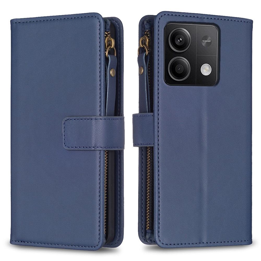 BF Style-19 för Xiaomi Redmi Note 13 4G mobilskal med stativ, dragkedja, handväska