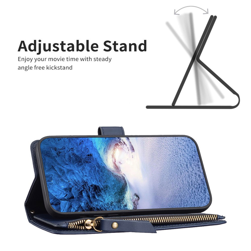 BF Style-19 för Xiaomi Redmi Note 13 4G mobilskal med stativ, dragkedja, handväska