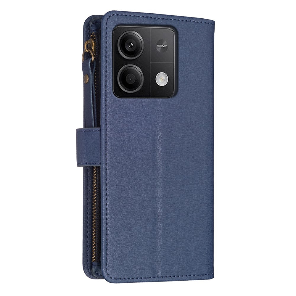 BF Style-19 för Xiaomi Redmi Note 13 4G mobilskal med stativ, dragkedja, handväska