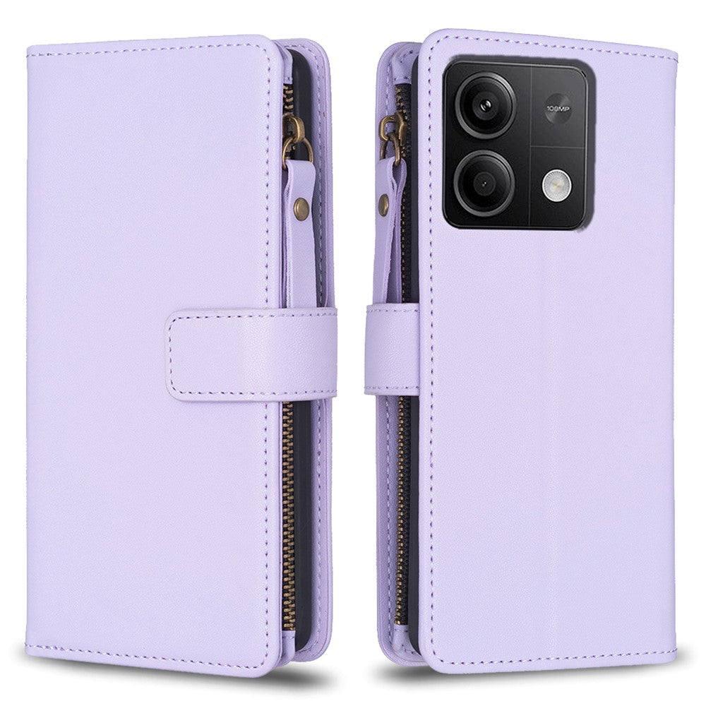 BF Style-19 för Xiaomi Redmi Note 13 4G mobilskal med stativ, dragkedja, handväska