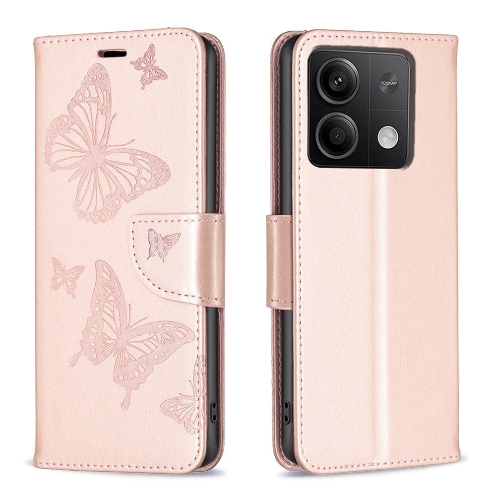 For Xiaomi Redmi Note 13 4G Case Butterfly Imprinted Stand Full Protection Phone Cover