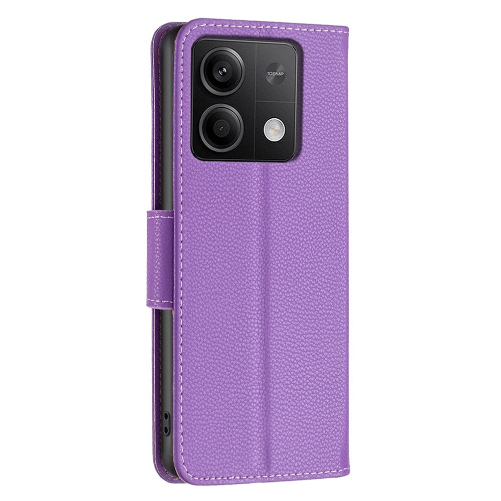 Xiaomi Redmi Note 13 4G Plånboksfodral med handledsrem Litchitexturerat läderfodral för mobil