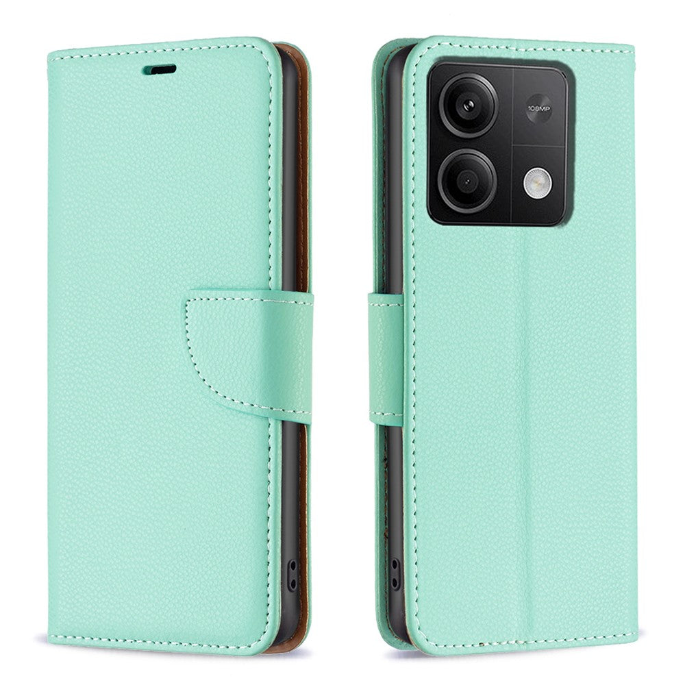 For Xiaomi Redmi Note 13 4G Wallet Case with Wrist Strap Litchi Texture Leather Phone Stand Cover