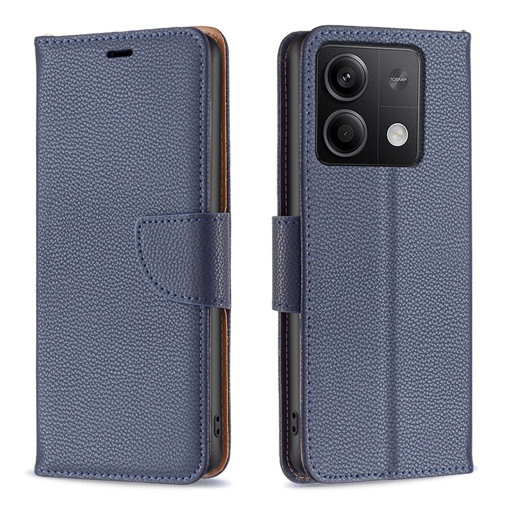 Xiaomi Redmi Note 13 4G Plånboksfodral med handledsrem Litchitexturerat läderfodral för mobil