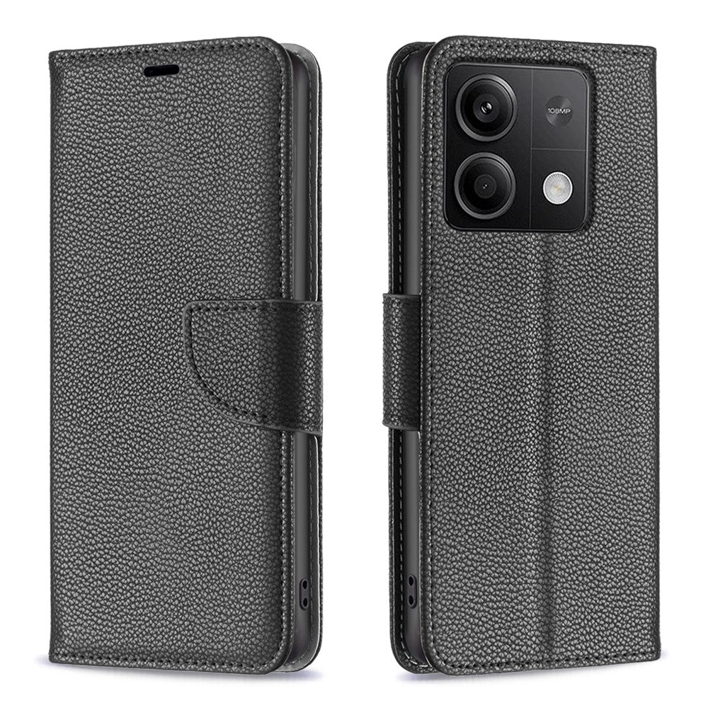 Xiaomi Redmi Note 13 4G Plånboksfodral med handledsrem Litchitexturerat läderfodral för mobil