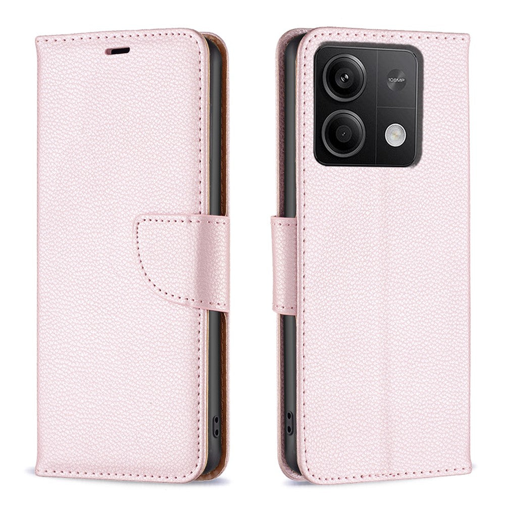Xiaomi Redmi Note 13 4G Plånboksfodral med handledsrem Litchitexturerat läderfodral för mobil