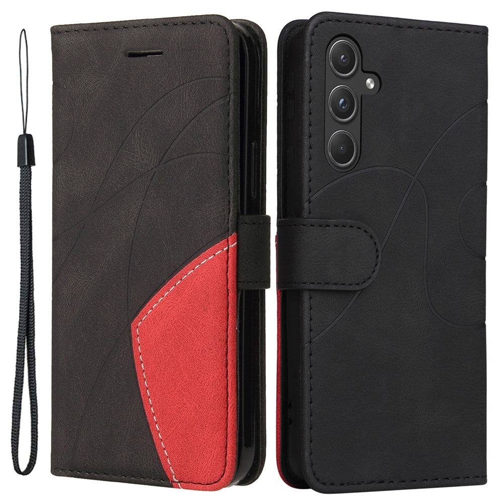 For Samsung Galaxy A55 5G Leather Case Wallet Stand Color Splicing Phone Cover