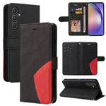 For Samsung Galaxy A55 5G Leather Case Wallet Stand Color Splicing Phone Cover
