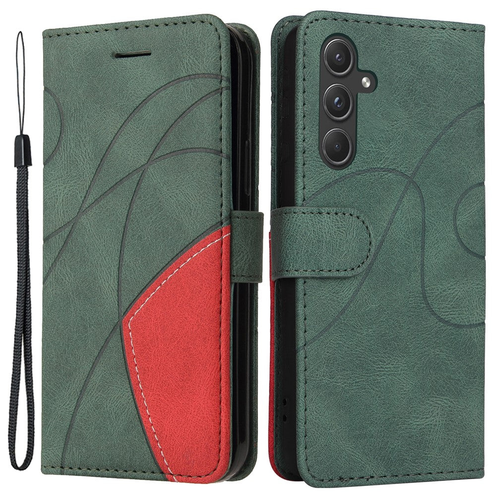 For Samsung Galaxy A55 5G Leather Case Wallet Stand Color Splicing Phone Cover