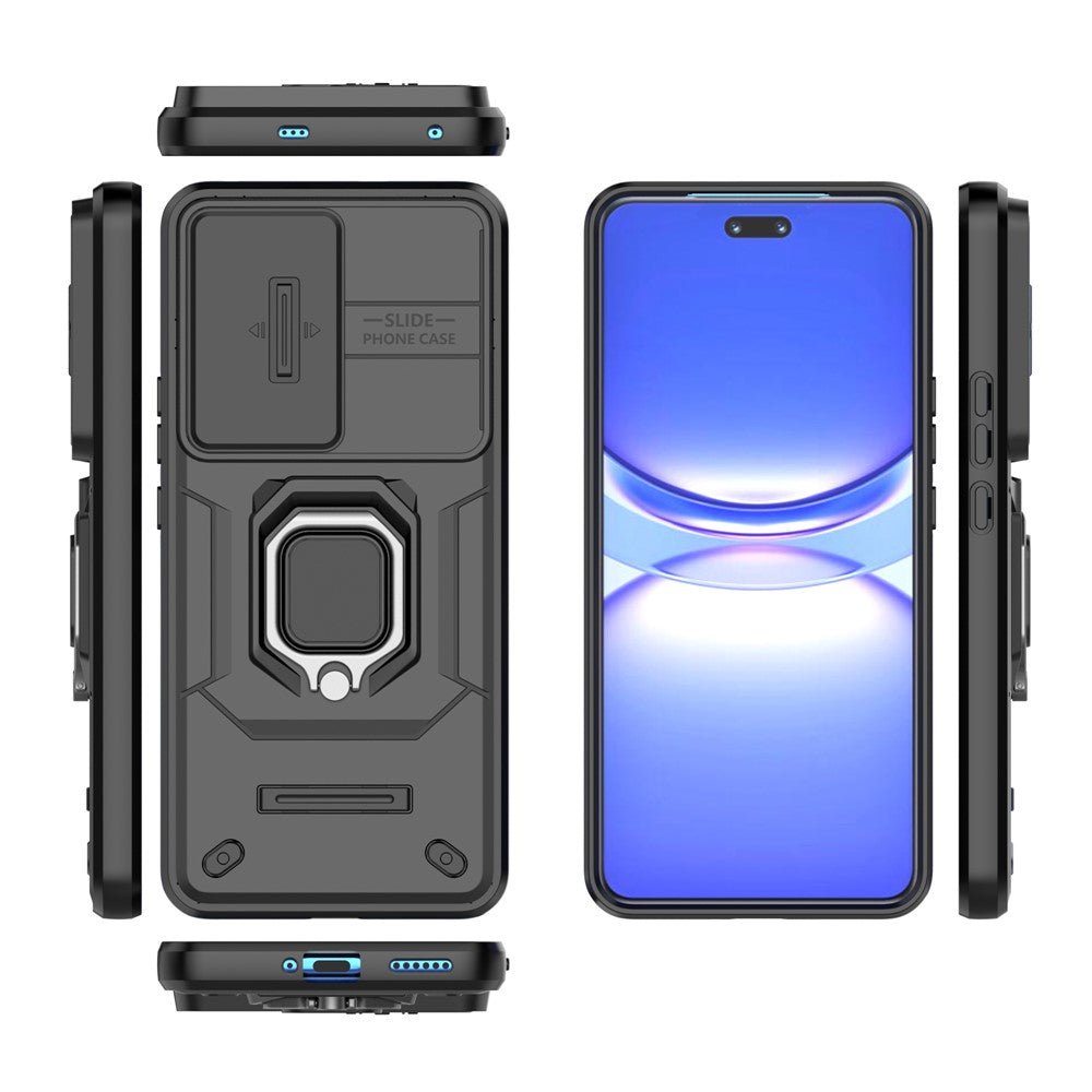 For Huawei nova 12 Pro 5G / nova 12 Ultra 5G Case Slide Lens Lid PC+TPU Kickstand Phone Back Shell