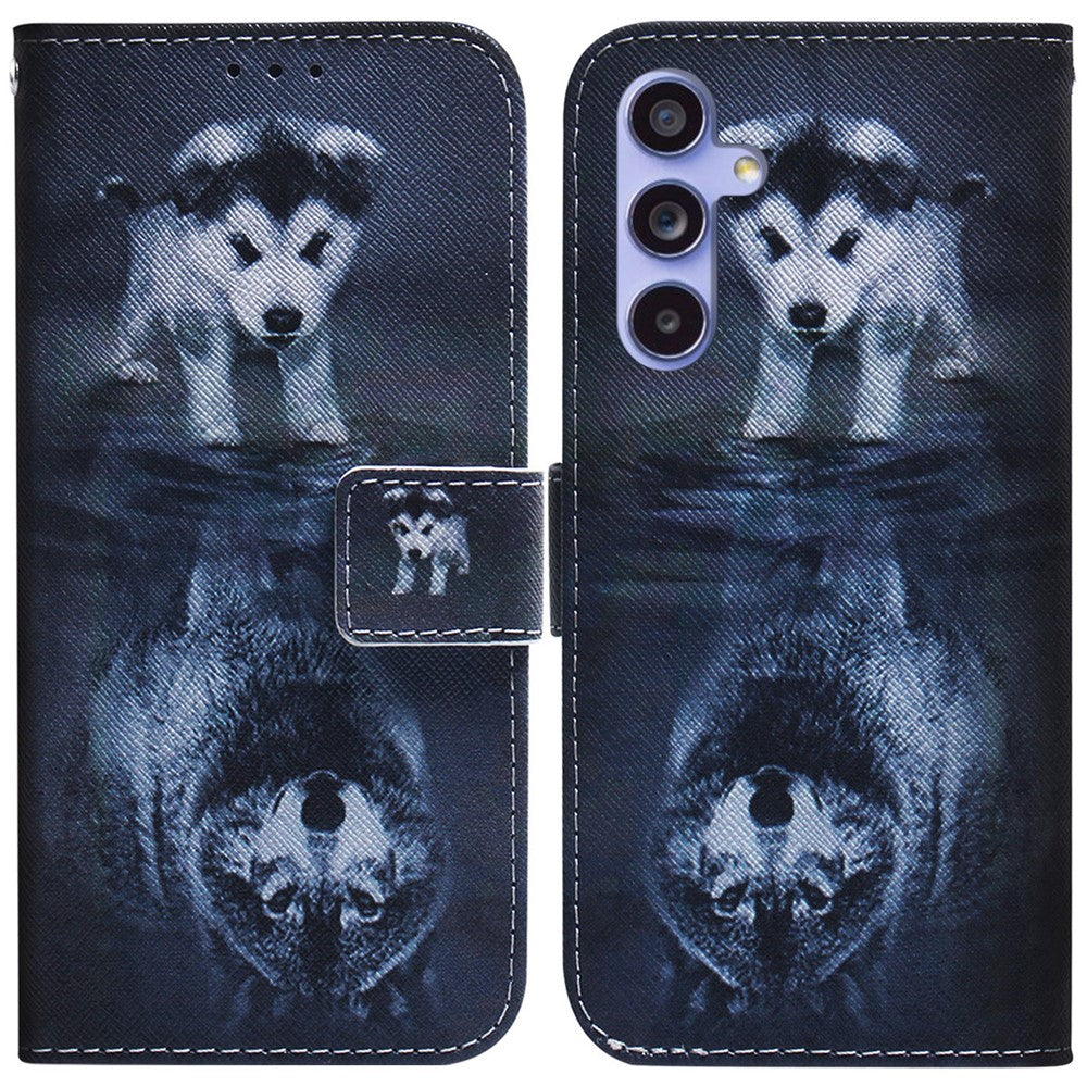 Til Samsung Galaxy A55 5G lædercover pungtelefoncover mønsterprint