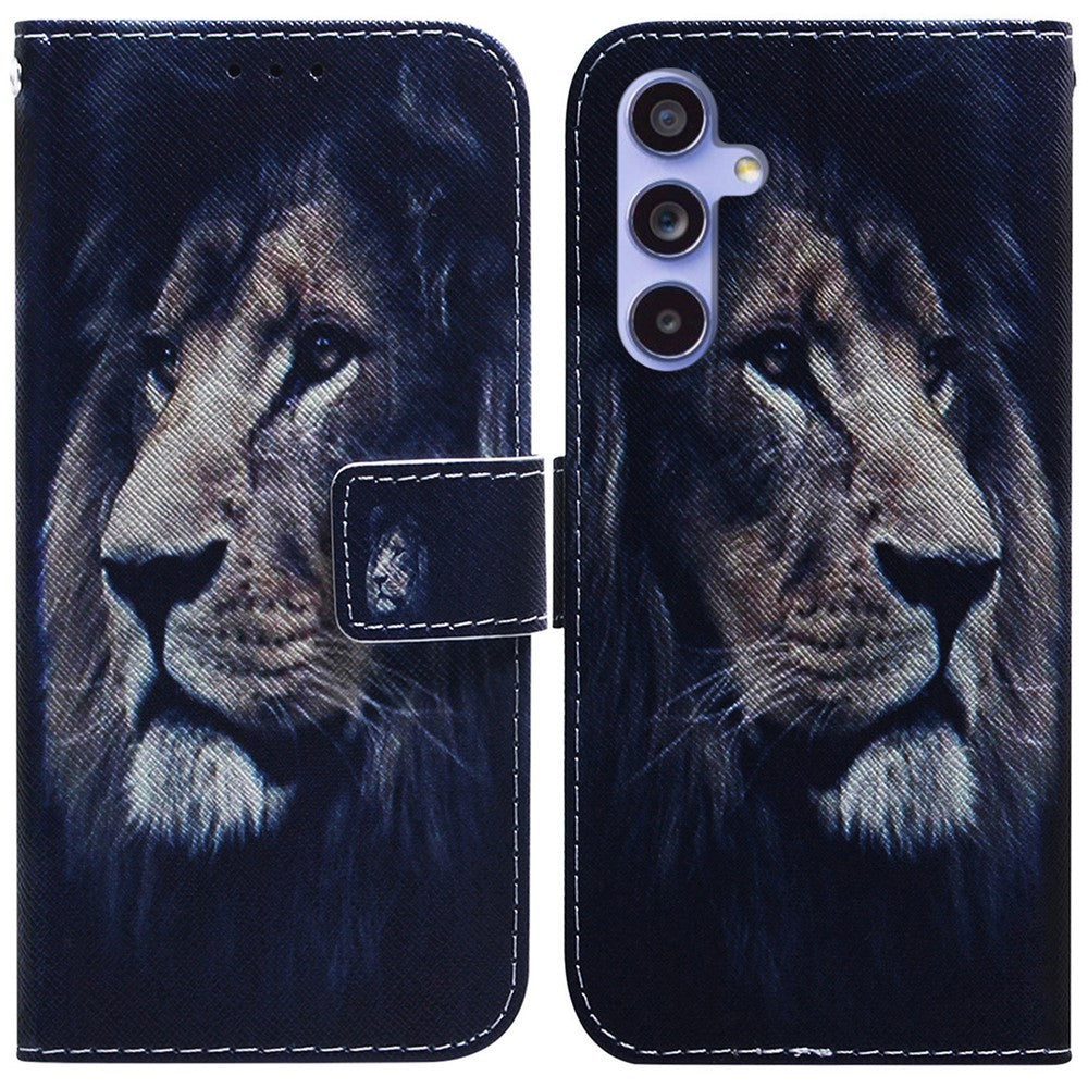 Til Samsung Galaxy A55 5G lædercover pungtelefoncover mønsterprint