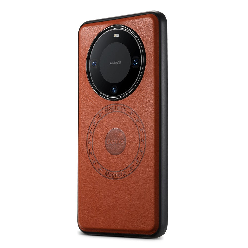 DENIOR For Huawei Mate 60 Pro / Mate 60 Pro+ Magnetic Case Cowhide Texture Phone Cover
