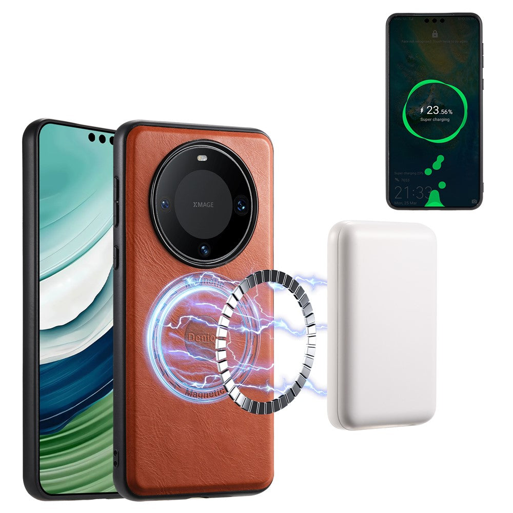DENIOR For Huawei Mate 60 Pro / Mate 60 Pro+ Magnetic Case Cowhide Texture Phone Cover